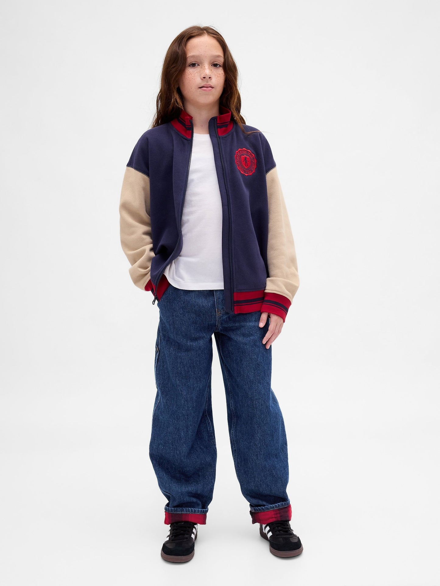 Koyu Mavi Stranger Things Flannel-lined Carpenter Baggy Jean Pantolon