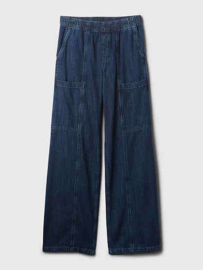 Koyu Mavi High Rise Utility Easy Jean Pantolon