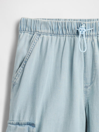 Açık Mavi Pull-on Kargo Paraşüt Pantolon