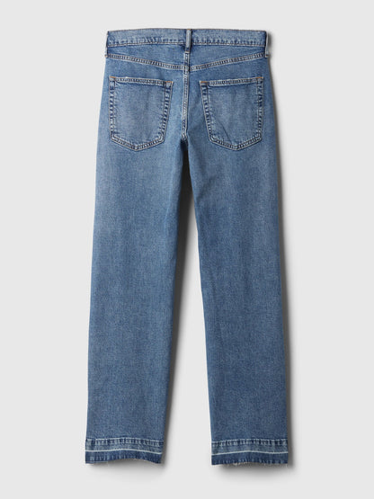 Koyu Mavi Mid Rise Cotton '90s Loose Jean Pantolon