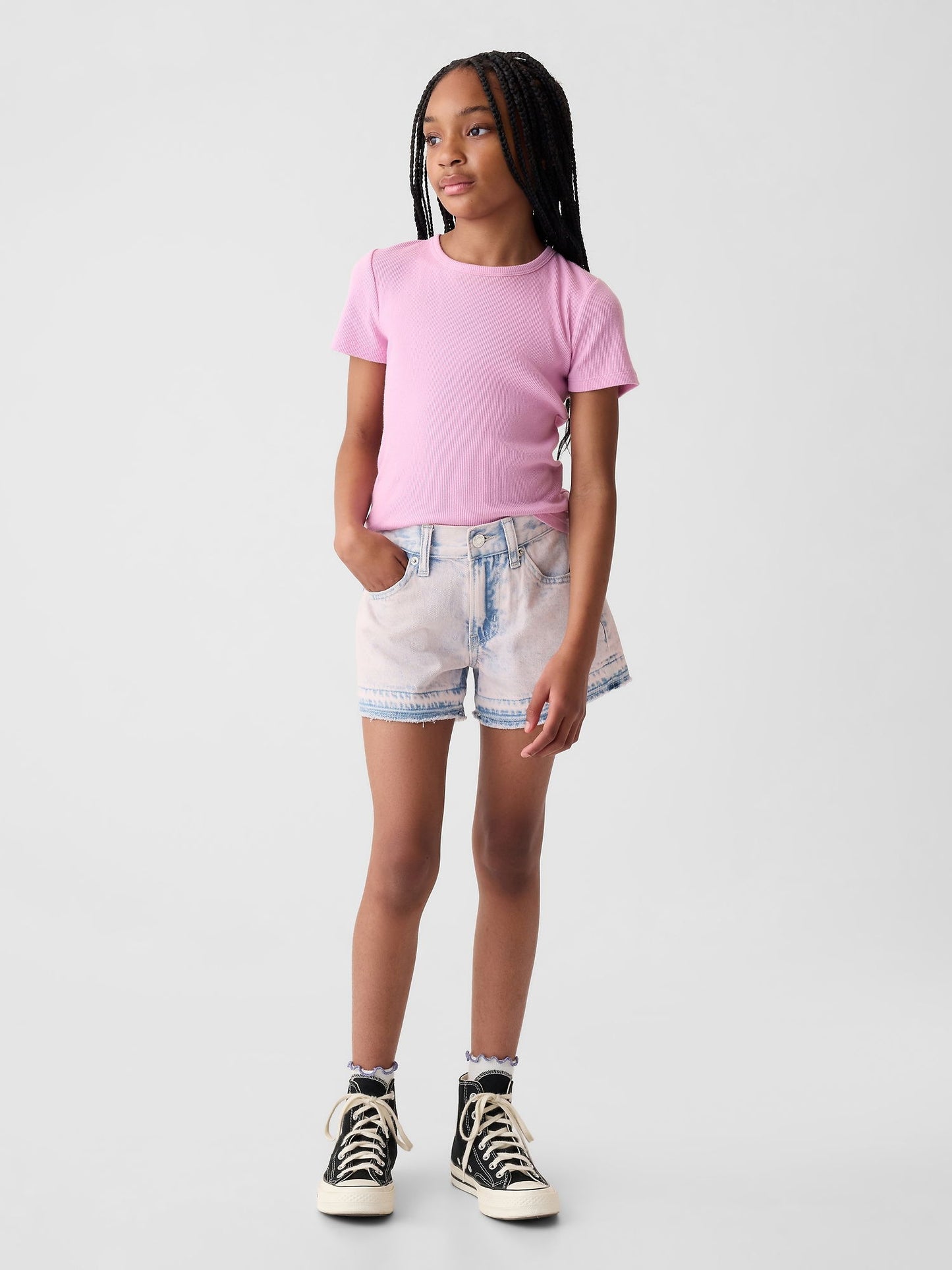 Pembe Düşük Bel Denim Şort