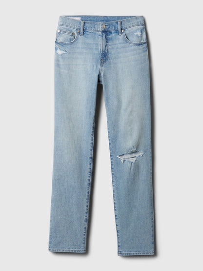 Açık Mavi Mid Rise Girlfriend Jean Pantolon