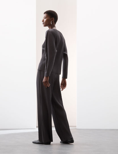 Pile Detaylı Wide Leg Pantolon