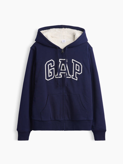 Lacivert Relaxed Gap Logo Sherpa-astarlı Fermuarlı Sweatshirt