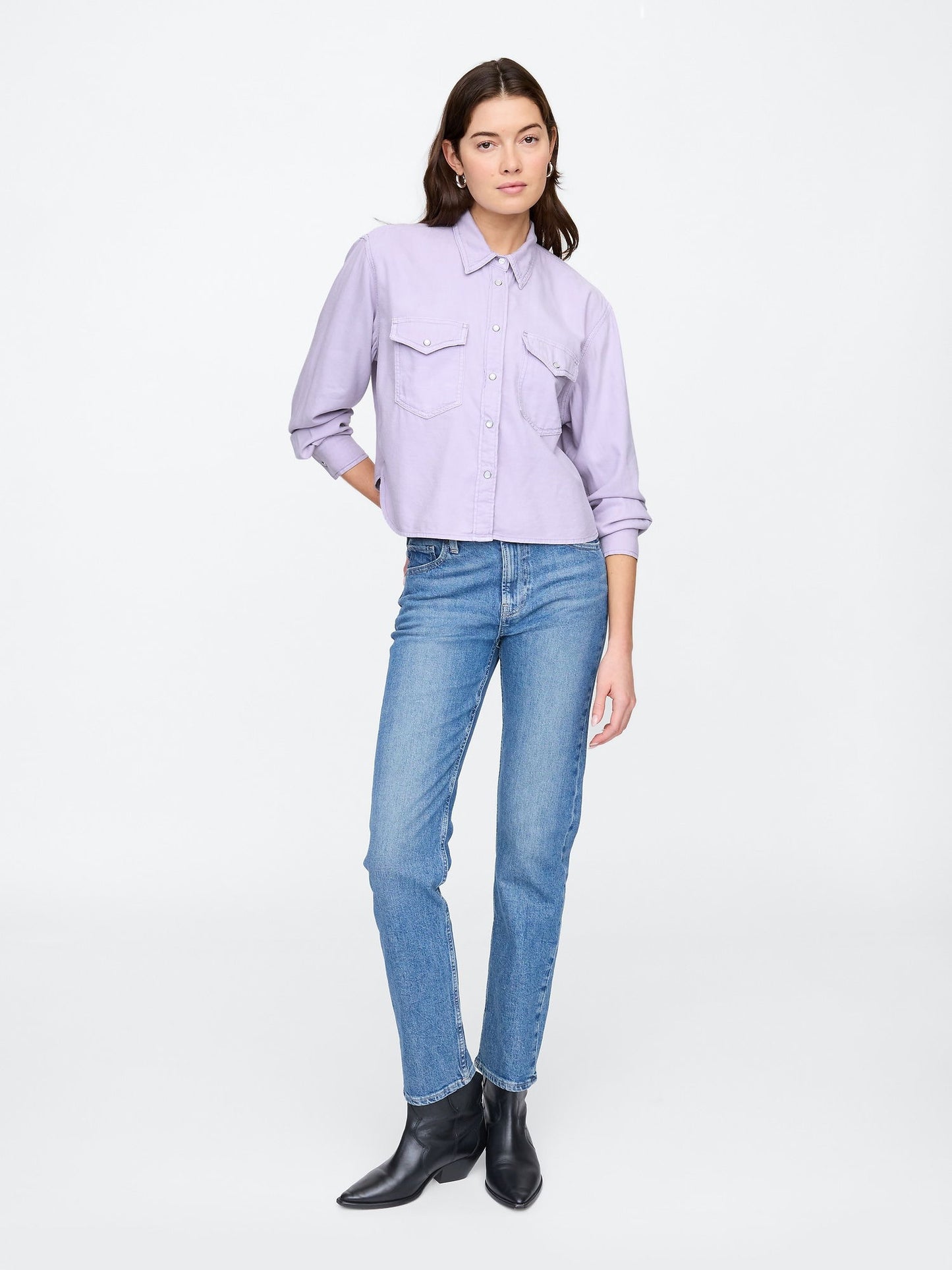 Lila Denim Western Gömlek