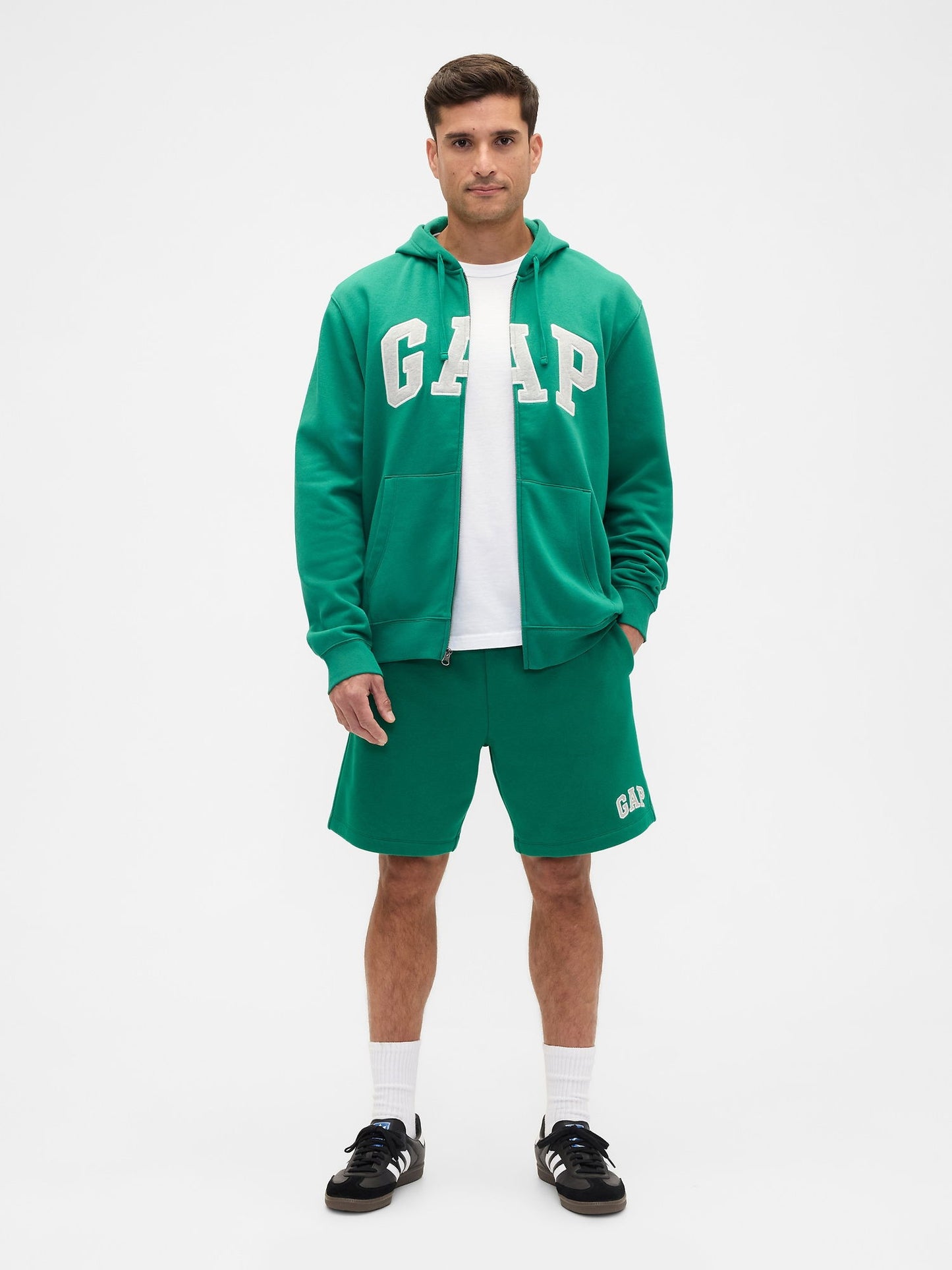 Açık Yeşil Gap Logo Relaxed Fleece Fermuarlı Sweatshirt