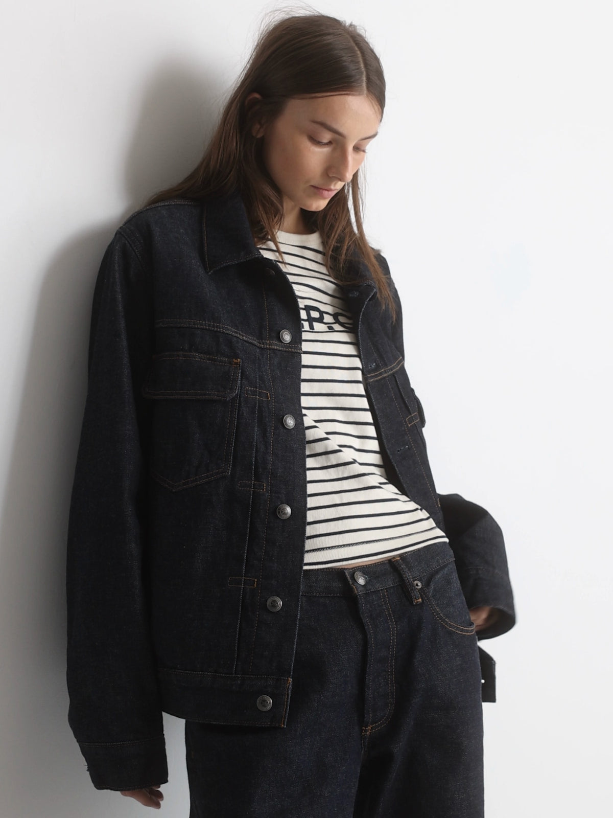 Koyu Mavi Gap × A.p.c. Astarlı Japanese Denim Ceket