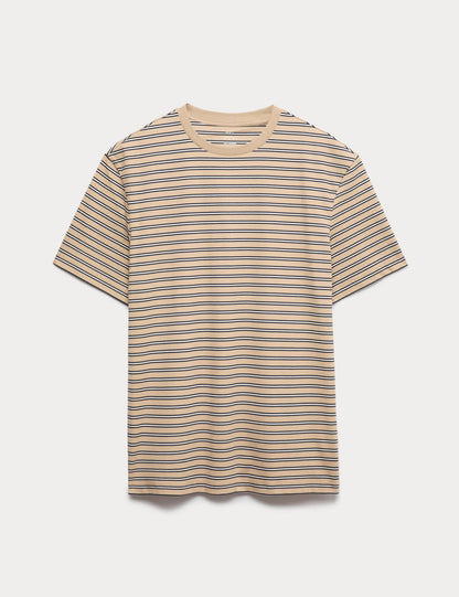 Relaxed Fit Pamuk Karışımlı Çizgili T-shirt