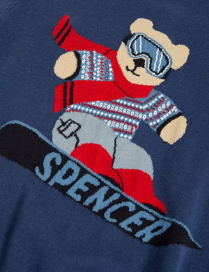 Saf Pamuklu Spencer Bear:trade_mark: Noel Temalı Kazak (6-16 Yaş)