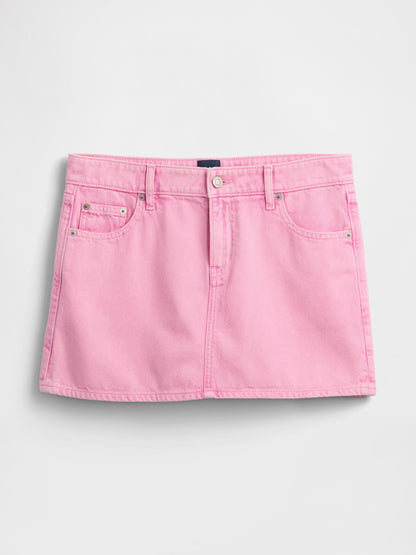 Pembe Ultrasoft Denim Mini Etek