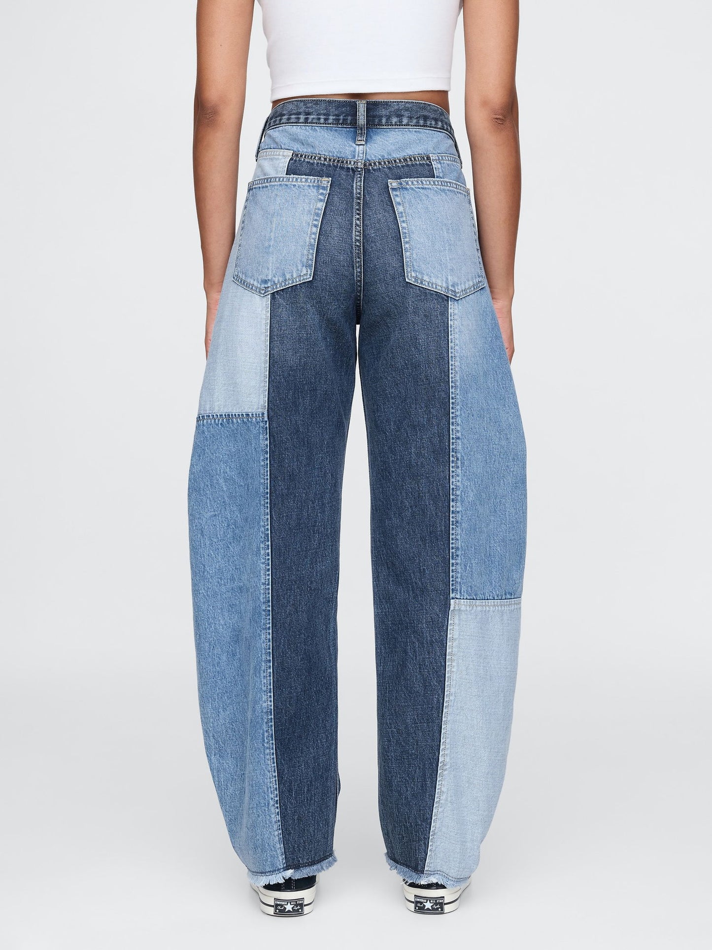 Mavi High Rise Patchwork Barrel Jean Pantolon