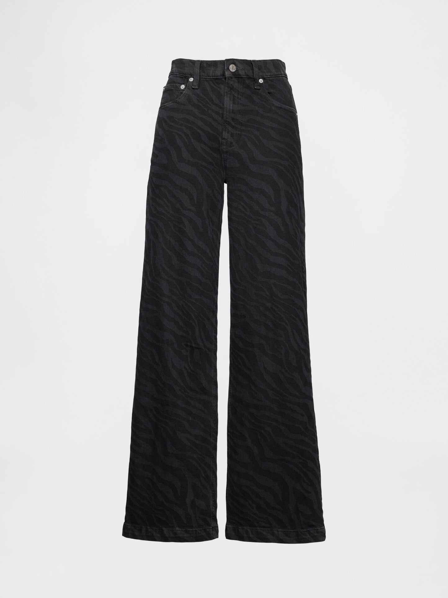 Siyah High Rise Stride Wide-leg Jean Pantolon
