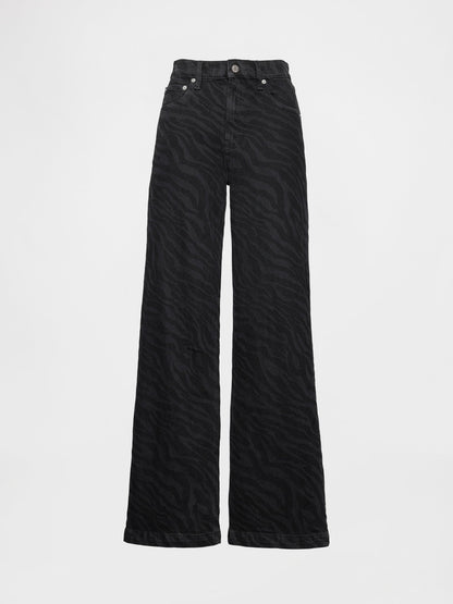 Siyah High Rise Stride Wide-leg Jean Pantolon