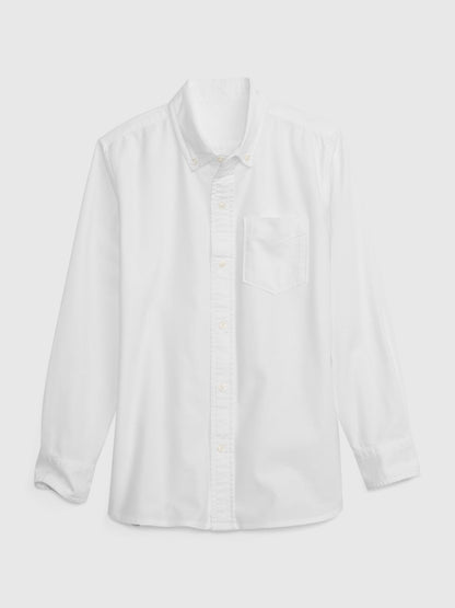 Beyaz Organik Pamuk Oxford Uniform Gömlek