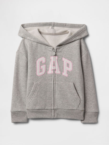 Gri Gap Logo Fermuarlı Kapüşonlu Sweatshirt