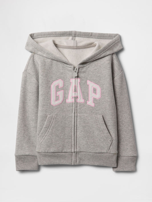 Gri Gap Logo Fermuarlı Kapüşonlu Sweatshirt