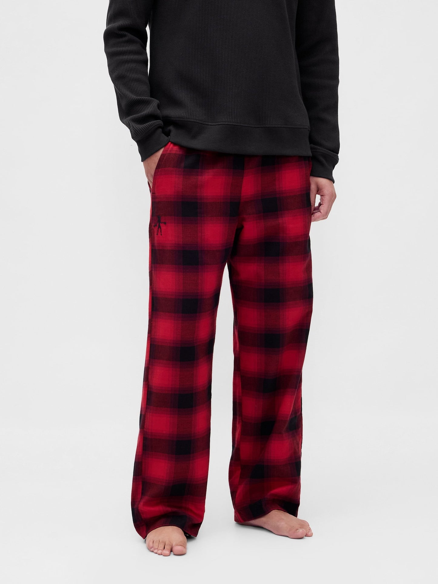 Koyu Kırmızı Stranger Things Reversible Flannel Pijama Altı