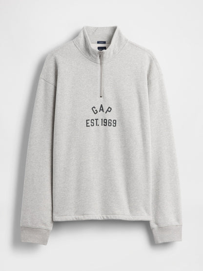 Gri Vintagesoft Oversized Gap Logo Yarım Fermuarlı Sweatshirt