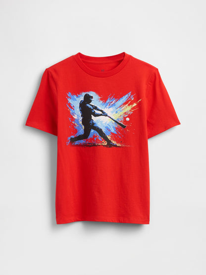 Gri Grafik Baskılı T-shirt