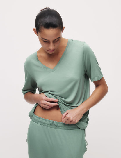 Dantel Detaylı Pijama Üstü