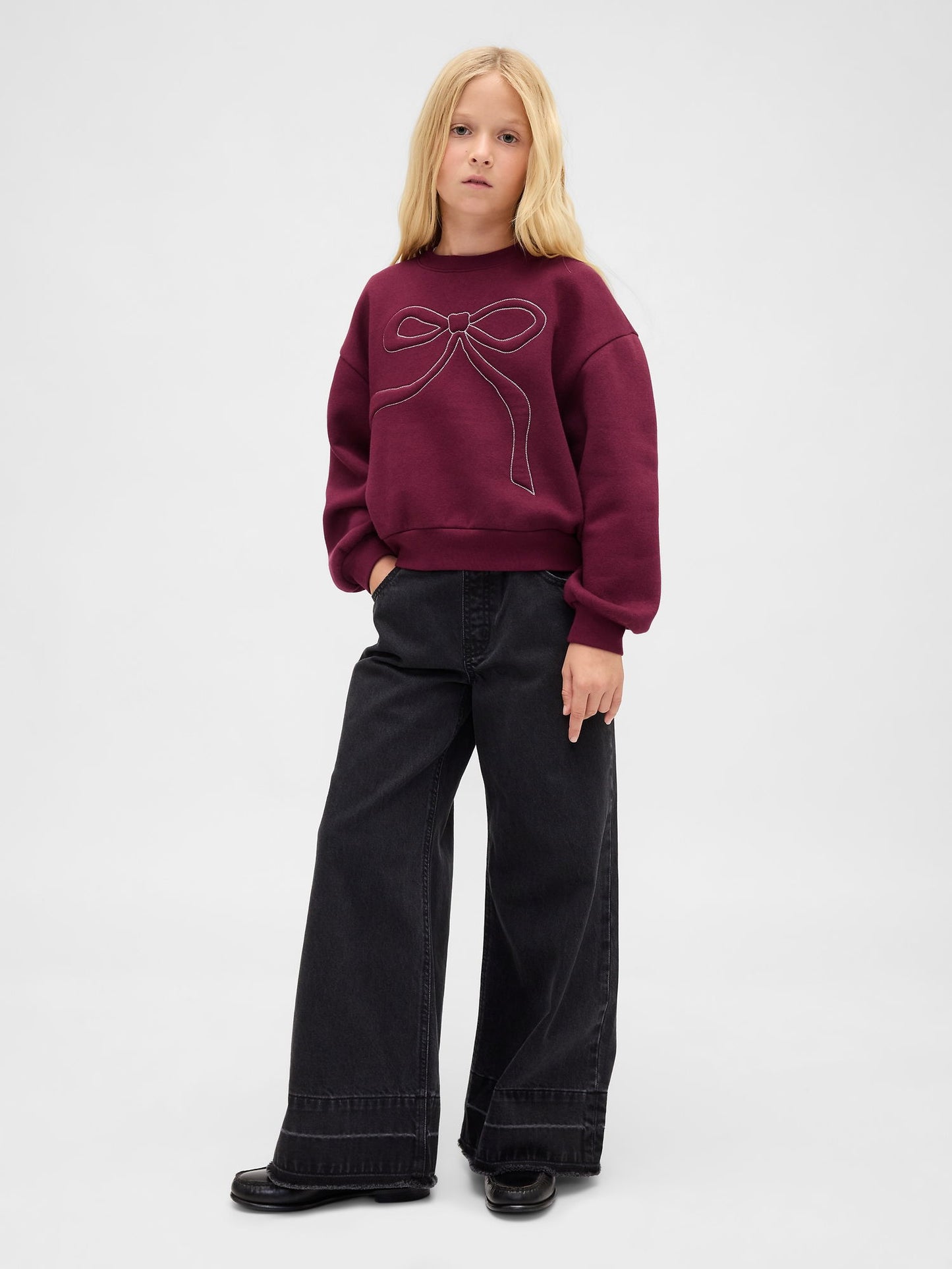 Bordo Süslü Dolman Sweatshirt