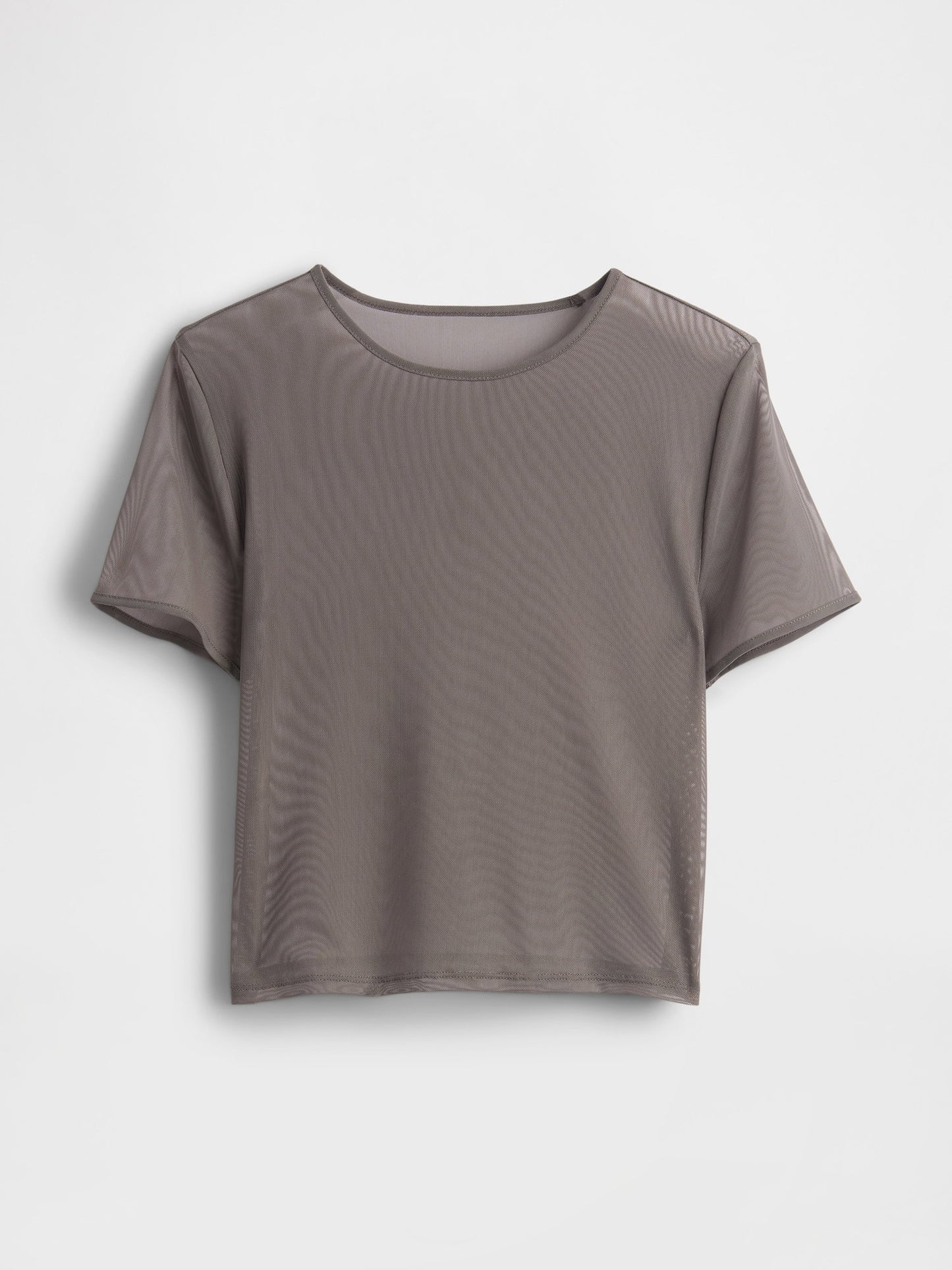 Koyu Gri Transparan Crop T-shirt