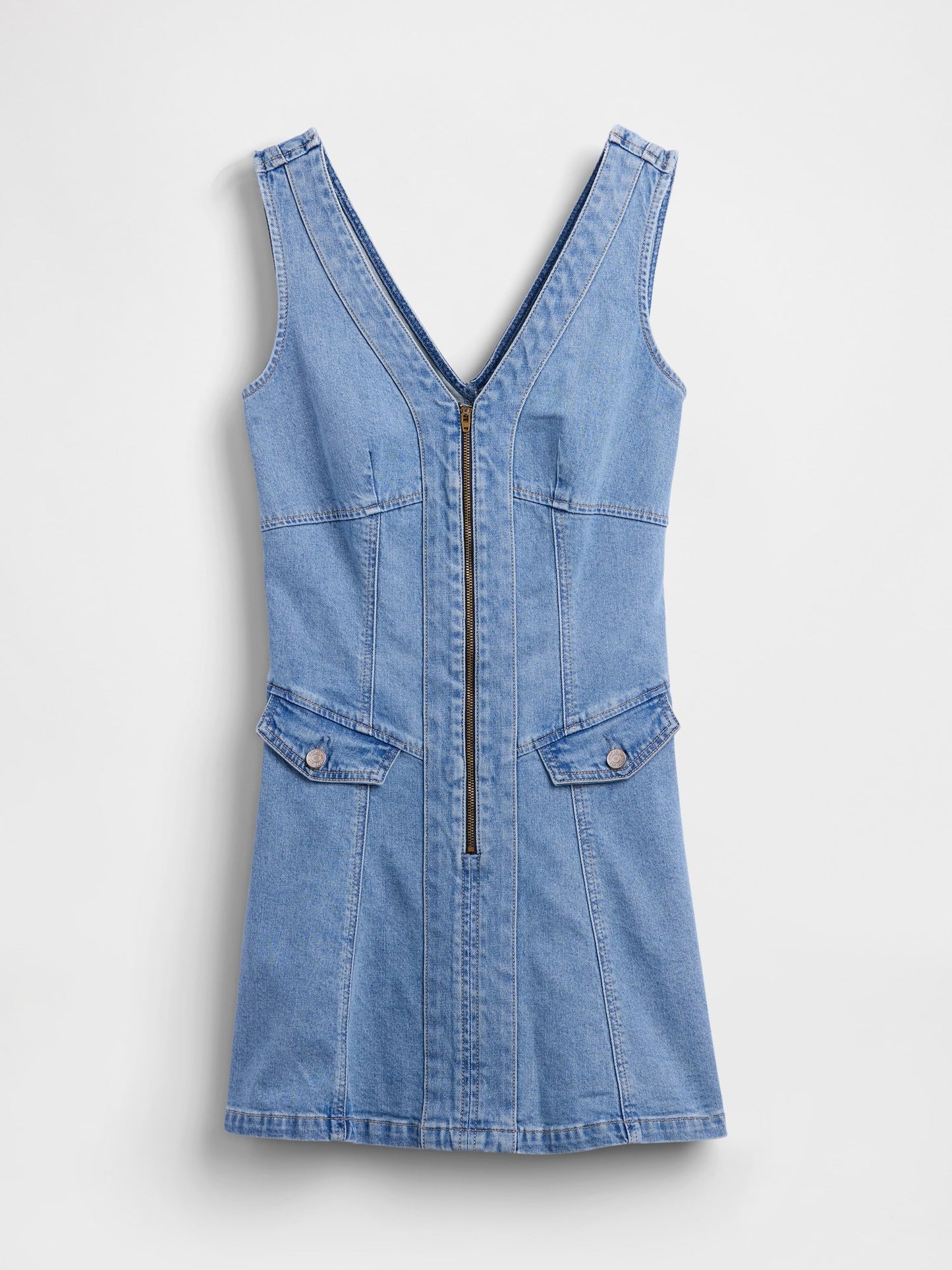 Mavi Denim Seamed Zip-front Mini Elbise