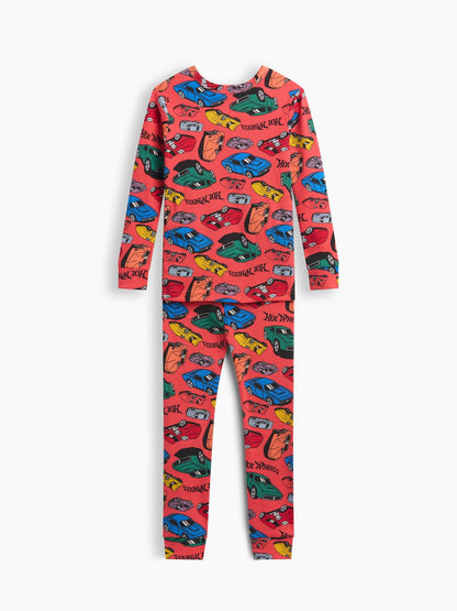 Kırmızı Hot Wheels Baskılı Pijama Takımı
