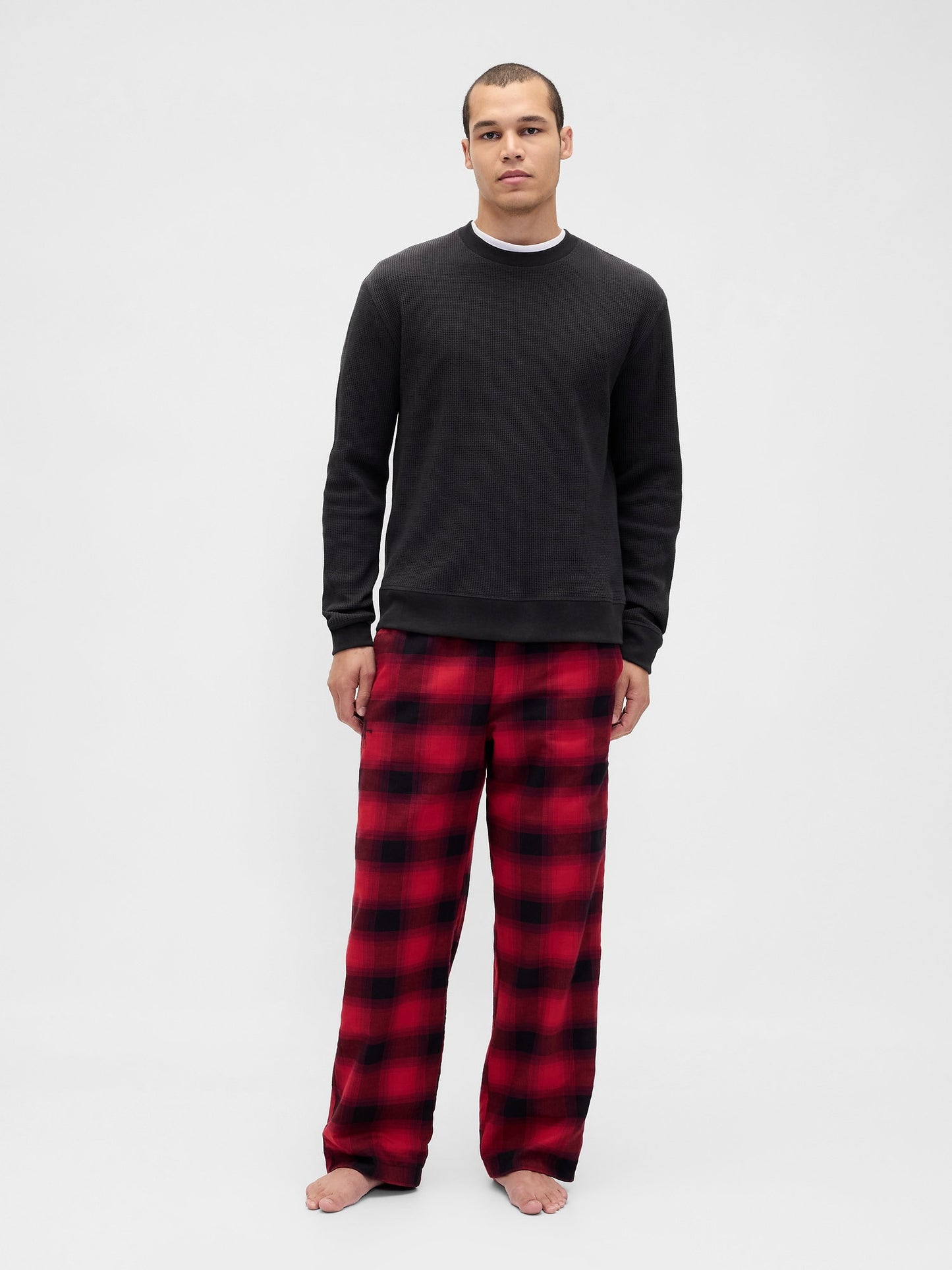 Koyu Kırmızı Stranger Things Reversible Flannel Pijama Altı