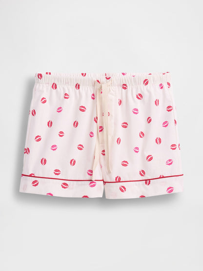 Kırık Beyaz Gap × Summer Fridays Poplin Kiss Pijama Boxer Şort