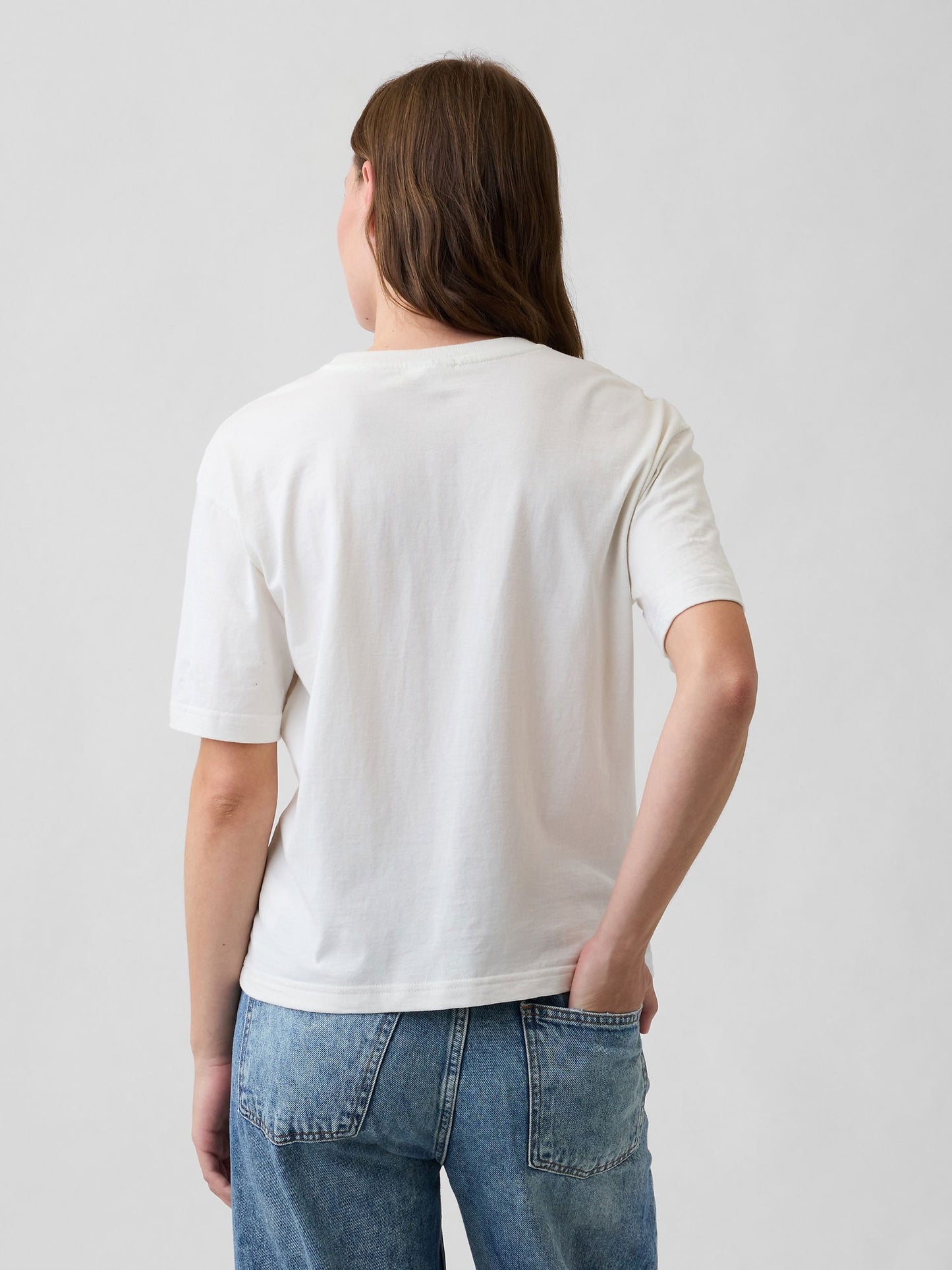 Beyaz Peanuts Oversized Bisiklet Yaka T-shirt