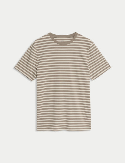 Regular Fit Bisiklet Yaka Çizgili T-shirt
