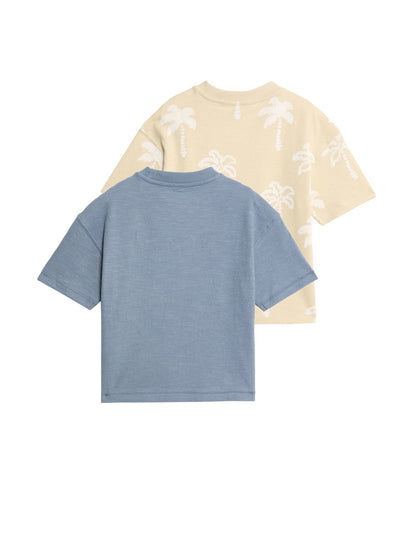 Saf Pamuk Işlemeli 2’li T-shirt (2–8 Yaş)