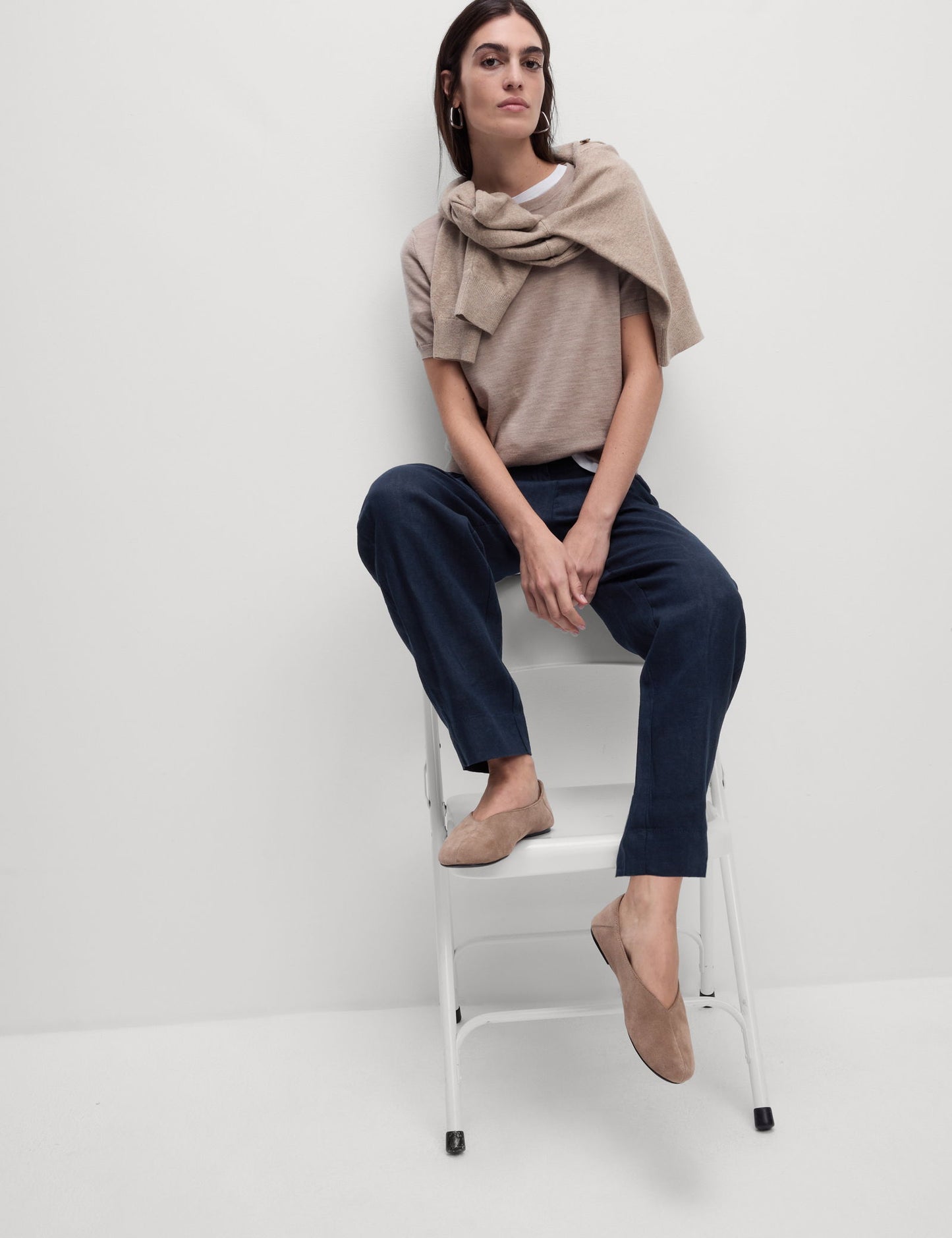 Saf Keten Tapered Pantolon