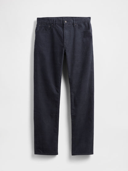 Koyu Mavi Corduroy Straight Pantolon