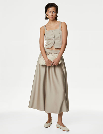 Tailored Fit Crop Saten Yelek