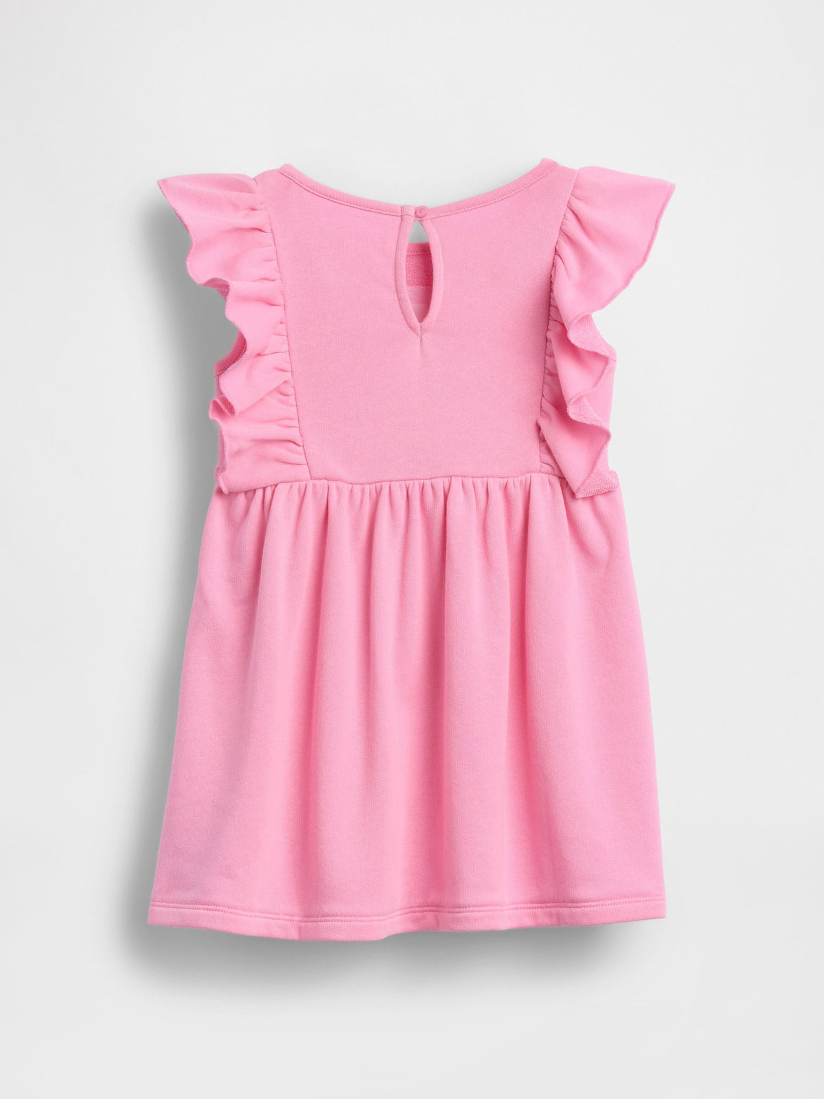 Pembe Fransız Havlu Kumaş Ruffle Logo Elbise