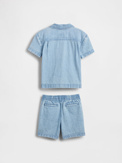 Açık Mavi Denim Outfit Set
