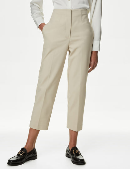 Slim Fit Yüksek Bel Crop Pantolon