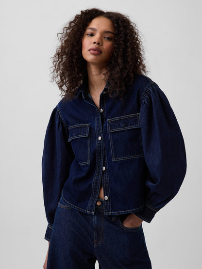 Koyu Mavi Gap × Hfr Balon Kol Denim Gömlek By Latouché