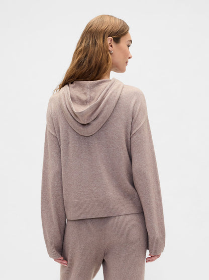 Açık Pembe Relaxed Cashsoft Kapüşonlu Sweatshirt