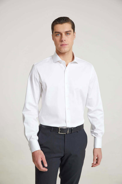 Damat Slim Fit Beyaz Düz Nano Care Gömlek