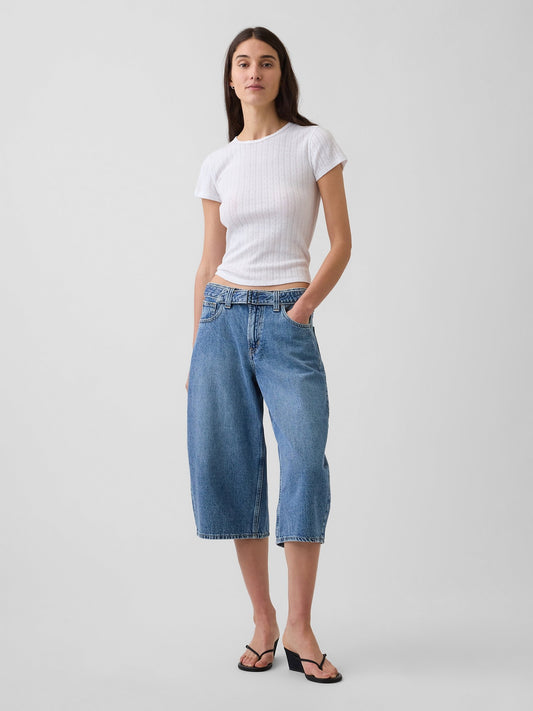 Mavi High Rise Kemerli Barrel Culotte Jean Pantolon