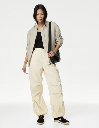Saf Pamuklu Relaxed Fit Paraşüt Pantolon