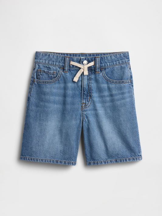 Mavi Mid Rise Drawstring Denim Şort
