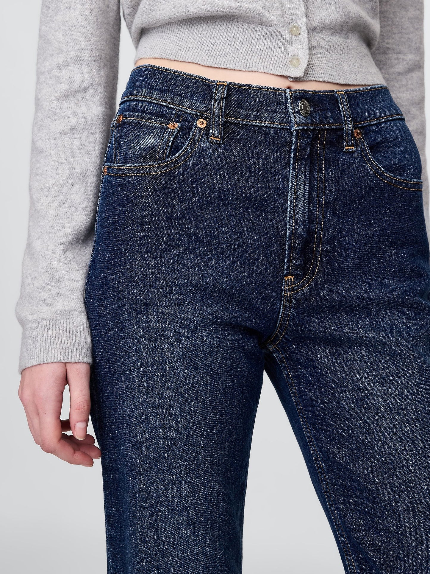 Lacivert High Rise '90s Straight Jean Pantolon
