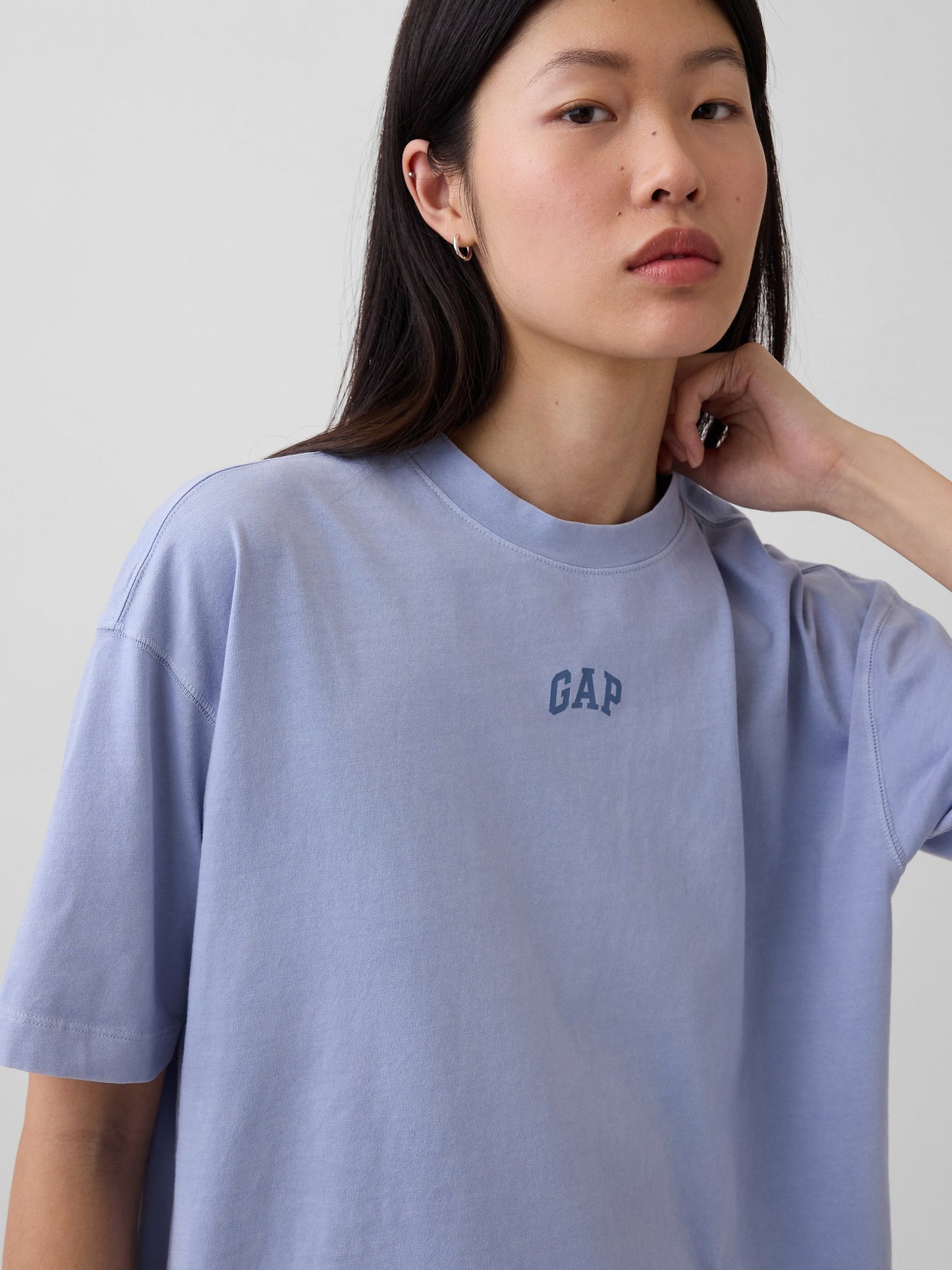 Açık Mavi Organik Pamuk Vintagesoft Athletic Logo Tunik T-shirt