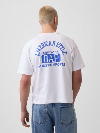 Beyaz Heavyweight Gap Logo Relaxed Crop T-shirt