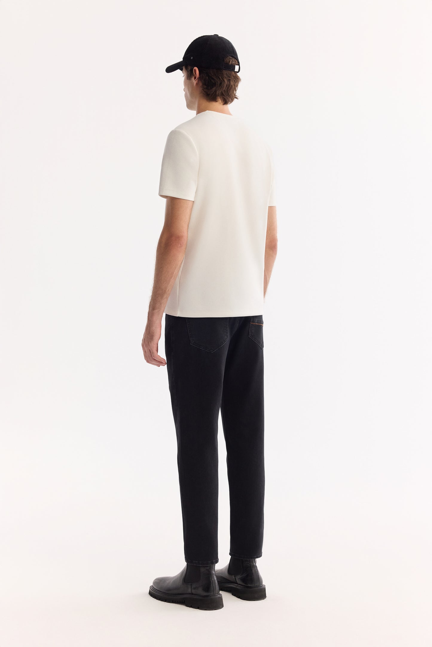 Ekru Bisiklet Yaka Enjeksiyon Baskılı Interlok Kumaş T-shirt