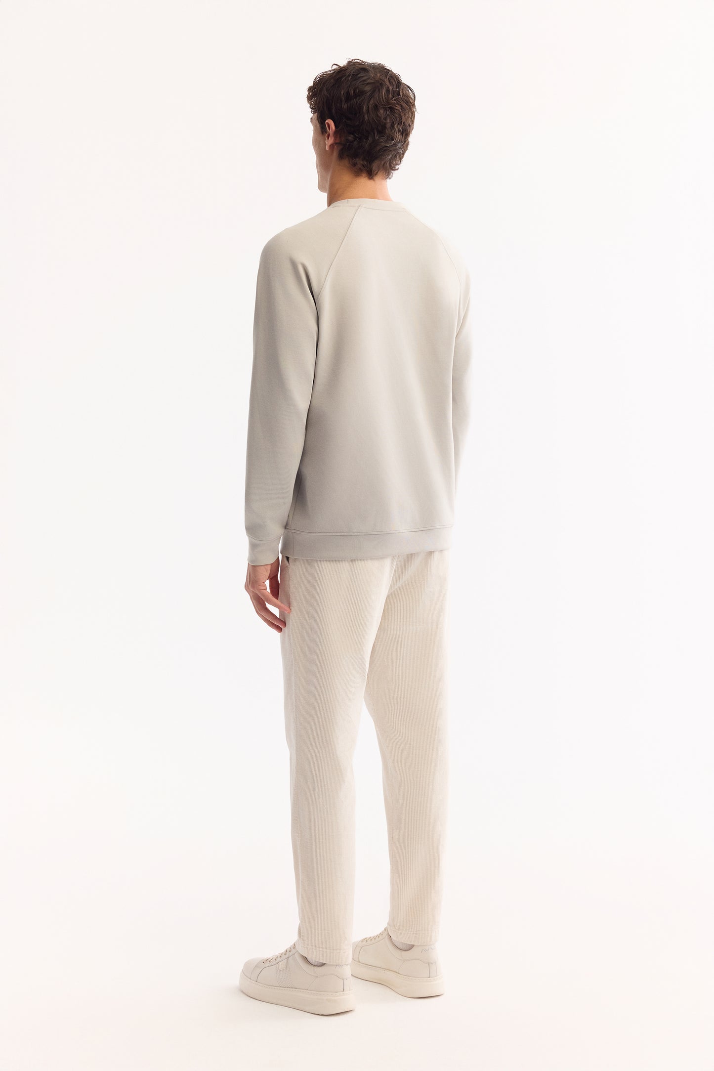 Gri Bisiklet Yaka Baskili Uzun Kol Interlok Kumaş Sweatshirt